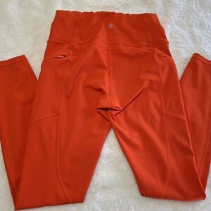 Athleta Orange Performance Leggings High-Waisted Stretch Size XS